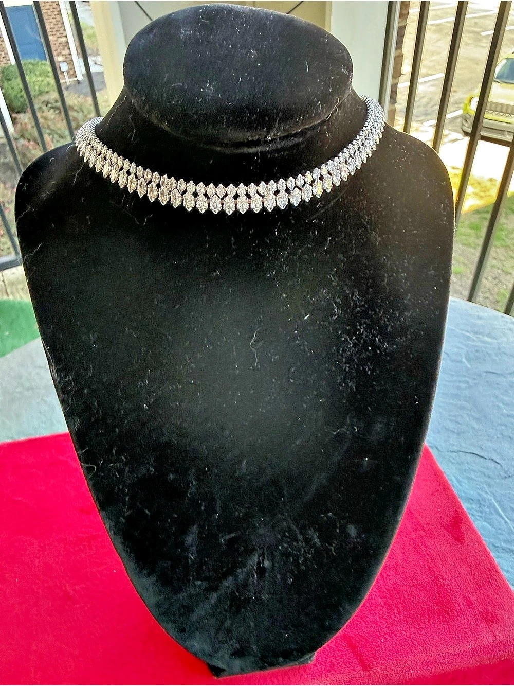 Free People Rhinestone Statement Necklace in Silver NWT